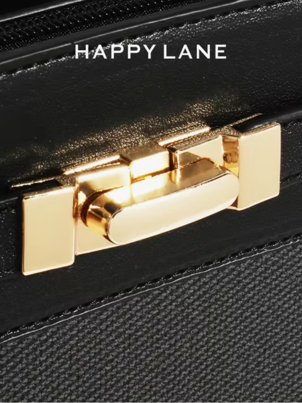 Happy Lane Black Mini Kelly Satchel Crossbody Bag Gold Turn-Lock PU Leather NWT - Picture 5 of 7
